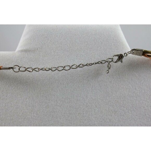 Enameled Fossil Shell Style Pendant 17in Necklace & Earrings Set - Picture 4 of 4